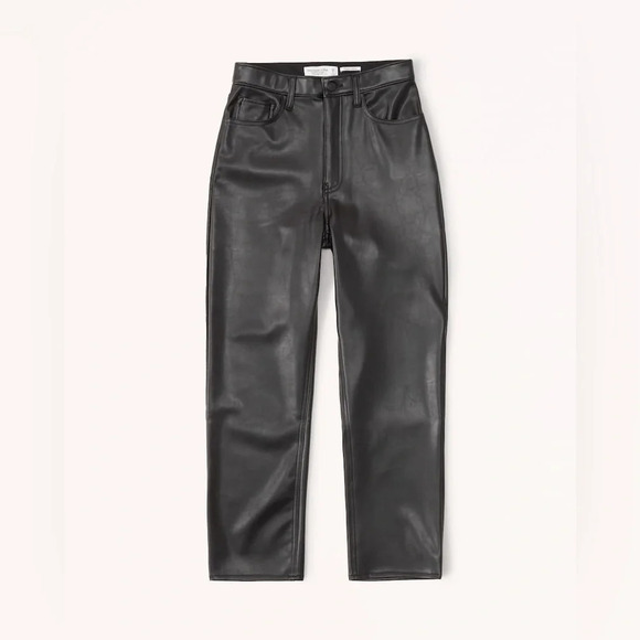 Abercrombie + Fitch Vegan Leather Ankle Straight Pant - Picture 8 of 8